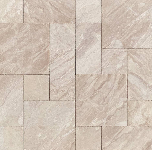 Verona Marble Pavers in Roman pattern with leathered finish