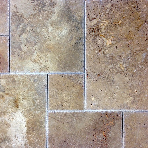 Noce Travertine Versailles Pattern Brushed & Chiseled