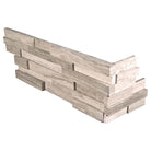 Flat view of White Oak Marble Stacked Stone Corner in 3D honed finish, 6x18x6