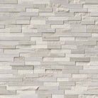 Flat lay of White Oak marble stacked stone panels showing textured finishes