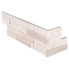 Flat view of White Oak Marble Stacked Stone Corner in split face finish, 6x18x6 L-shaped piece