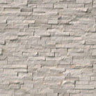Flat lay view of White Oak Splitface marble stacked stone panel