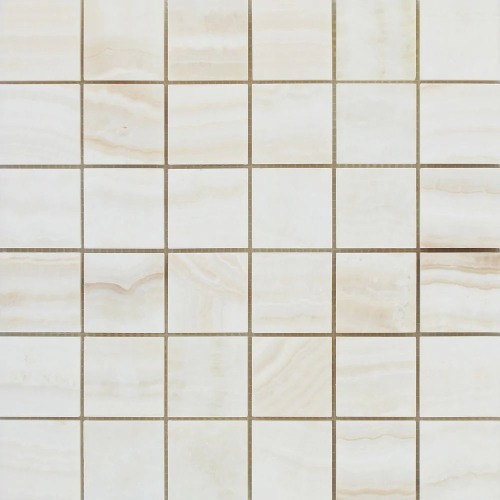 White Onyx 2x2 mosaic tile polished finish
