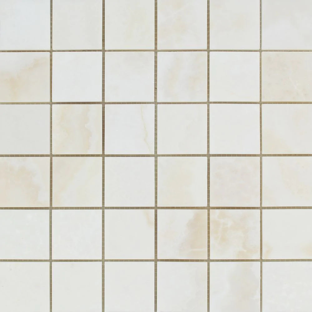White Onyx Polished Mosaic Tile 2x2