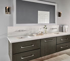 Close-up of scallop porcelain tile showing glossy glazed surface and curved silhouette
