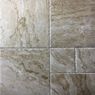 Close-up view of Wooden Travertine showing wood-grain veining and textured finish