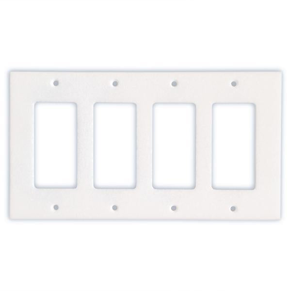 Thassos White Marble Quadruple Rocker Switch Wall Plate Cover 4.5X 8.25 inch