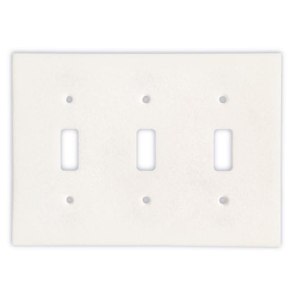 Thassos White Marble Triple Toggle Switch Wall Plate Cover 4.5X 6.3 inch